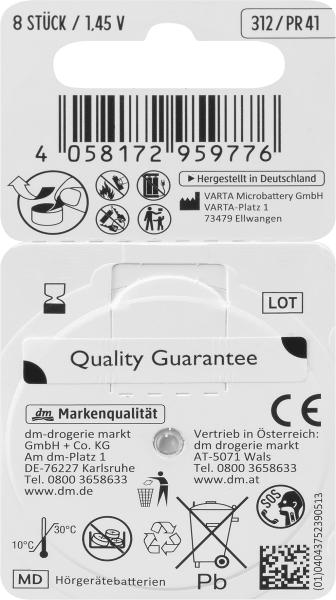Immagine prodotto Paradies Batteria per apparecchi acustici tipo 312 MP8 (8 pz., A312)