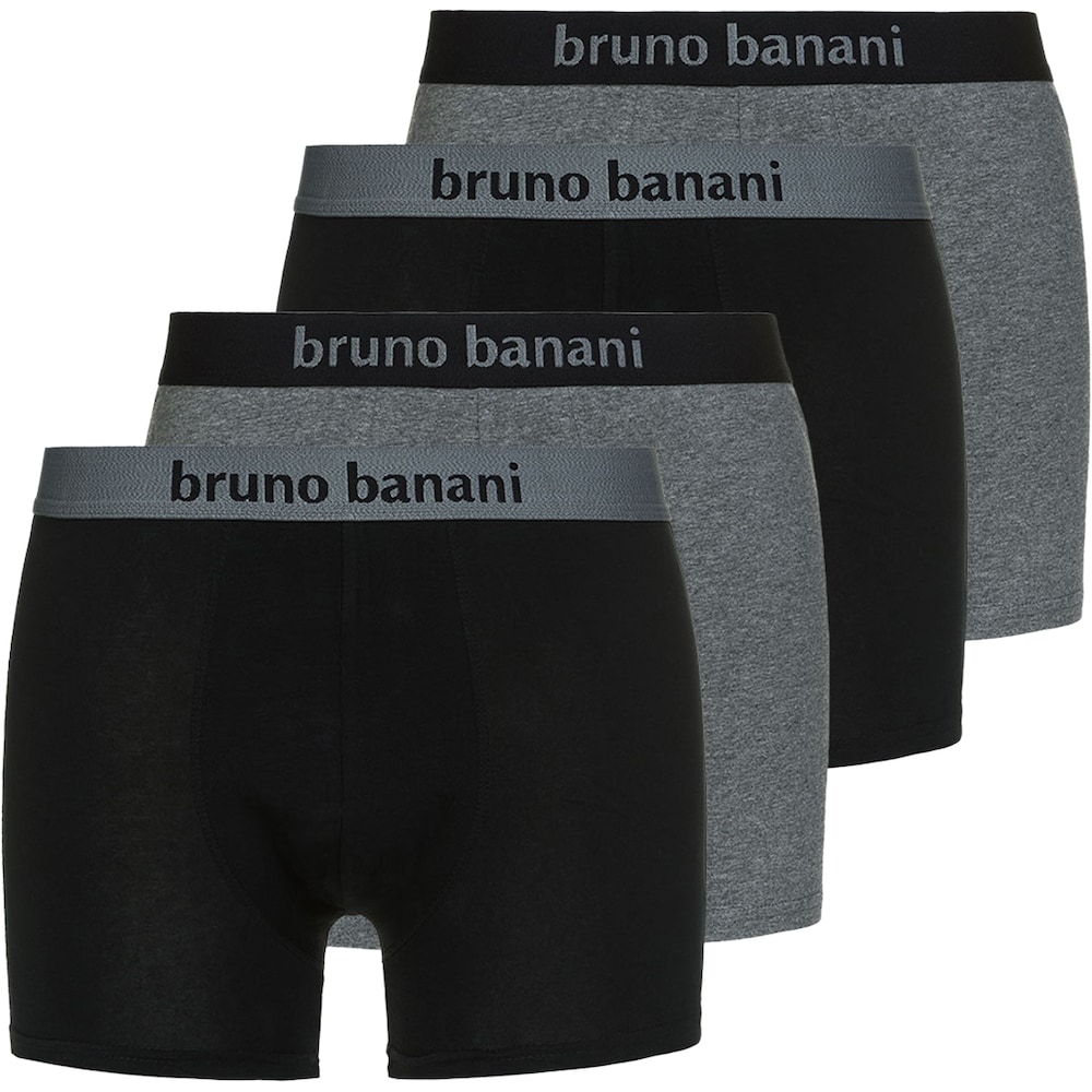 Bruno Banani, Herren, Unterhosen, 4er Pack Flowing Short - Pants, Grau, Schwarz, (M, 4er Pack)