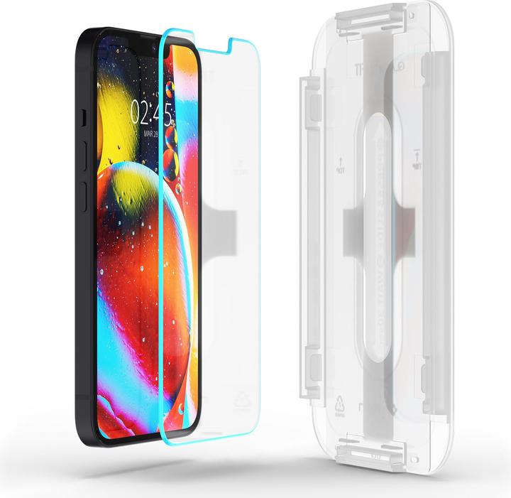 Image du produit Spigen EZ FIT Protecteur d'écran en verre trempé avec cadre de montage Apple iPhone 13 Mini 2pack (2 pièce(s), Apple iPhone 13 mini)