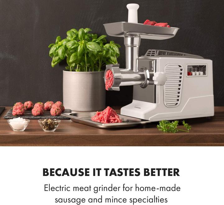 Image du produit Klarstein Hachoir à viande électrique Kraftprotz Blanc Argenté