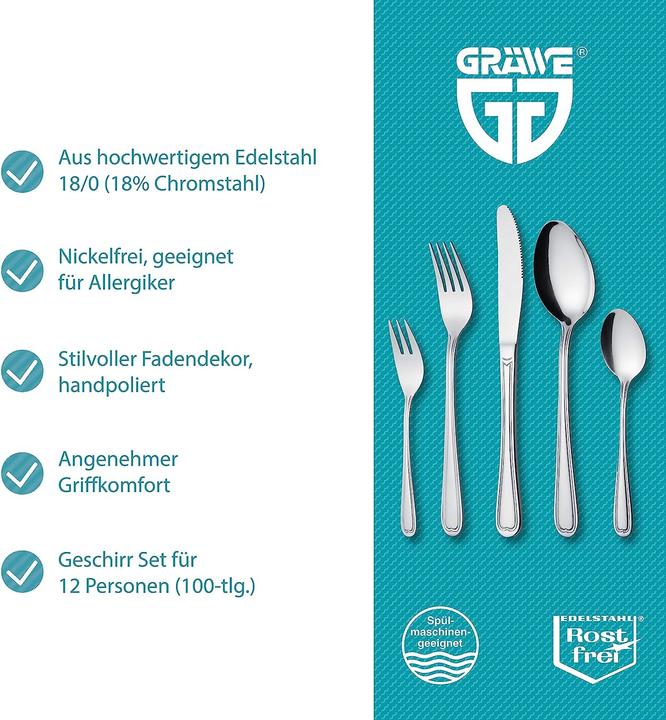 Produktbild Gräwe 100-teilig (100 Stk., Besteck Set)