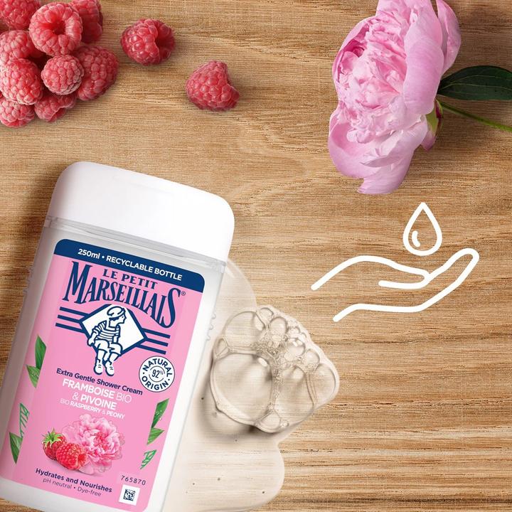 Image du produit Le Petit Marseillais Crème de douche extra-douce à la framboise et à la pêche - Hydratant et (250 ml)
