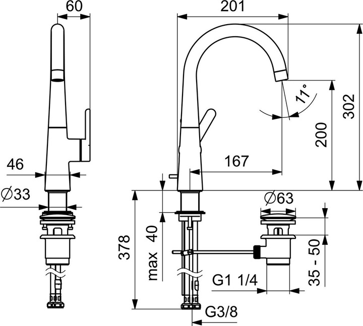 Produktbild Hansa Designo Style Einhebelmischer Waschtischbatterie mit Zugstangen-Ablaufgarnitur
