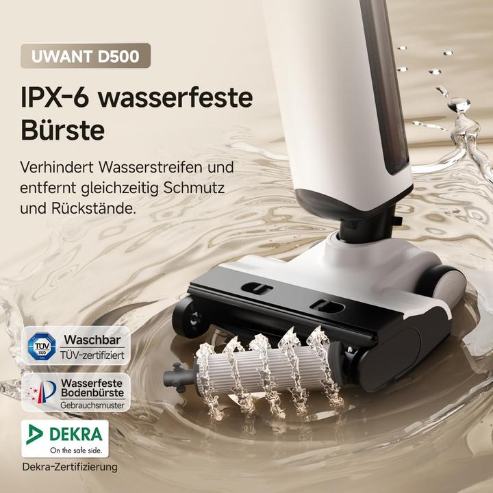 Actual product image Uwant D500 Nass Trockensauger,Abwassertanks-Desodorierung,180° Flat, 17000Pa,Verwicklungsfreies,IPX6 (Vacuuming + mopping)