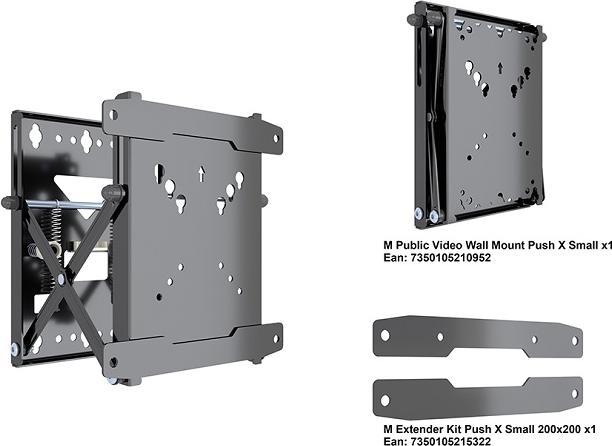 Actual product image Multibrackets Push-Wall bracket, 13-43", metal, black (Wall, 18 kg, 13" - 43")
