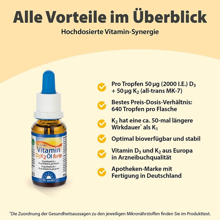 Actual product image Dr. Jacob's D3K2 oil forte (1 Piece, Droplet, 71 g)