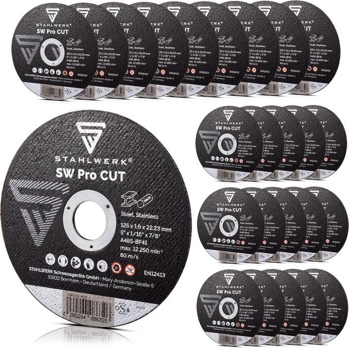 Stahlwerk SW Pro Cut disco da taglio/disco da smerigliatura Ø125 mm, set di 25 pezzi