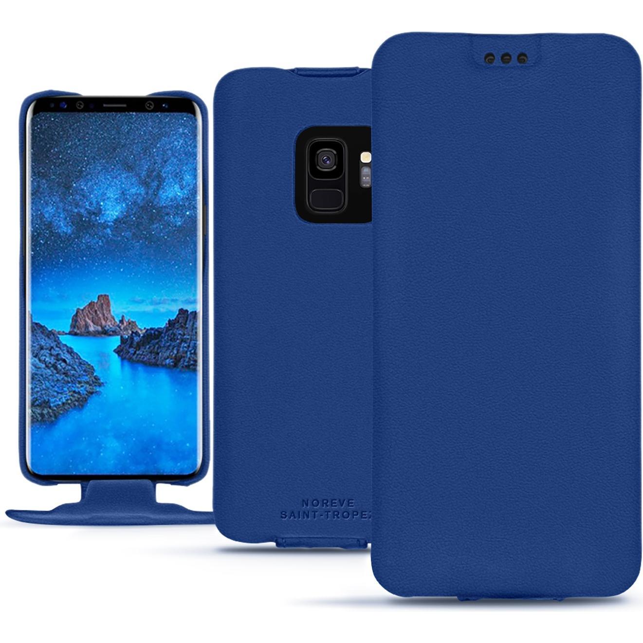 Noreve Lederschutzhülle vertikal (Samsung Galaxy S9), Smartphone Hülle, Blau
