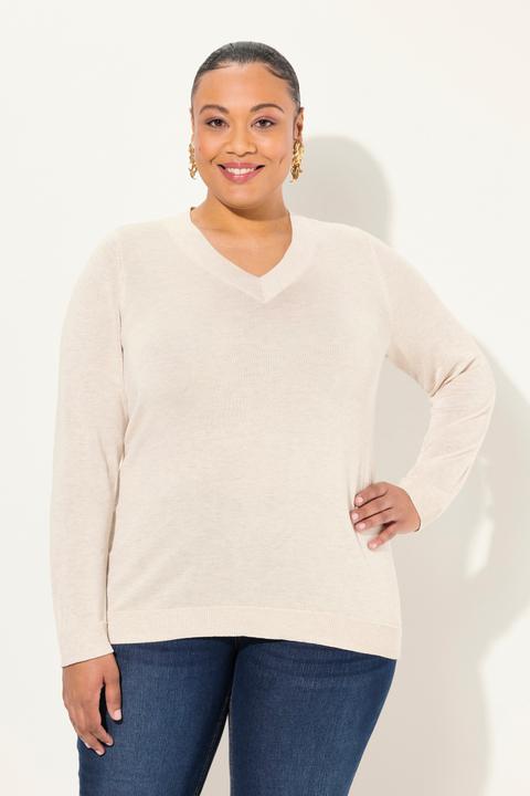 Produktbild Ulla Popken Pullover, V-Ausschnitt, Langarm, weicher Feinstrick (42, 44)