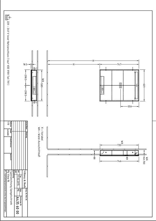 Productafbeelding Villeroy & Boch My View-In inbouwspiegelkast, met verlichting, 601x747x107 mm, A43560