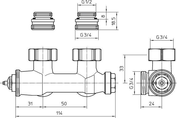 Actual product image Flamco delphisXpert connection arm. Multiblock T