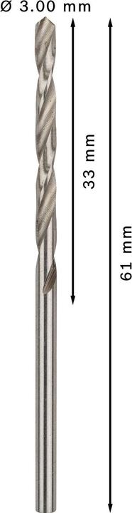 Immagine prodotto Bosch Professional Zubehör Trapano PRO Metal HSS-G, 3 x 33 x 61 mm (3 mm)