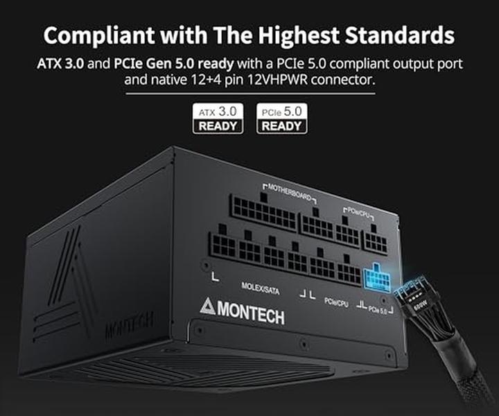 Produktbild Montech Titan 1200W - 80 PLUS & Cybenetics Gold, modular, PCIe 5.0 - 1200 Watt (1200 W)