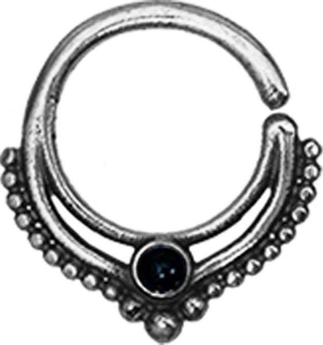 Immagine prodotto Star Piercing Micro Piercing Ring silber Kugelrand mit Onyx Stein (senza ottone, Argento 925)
