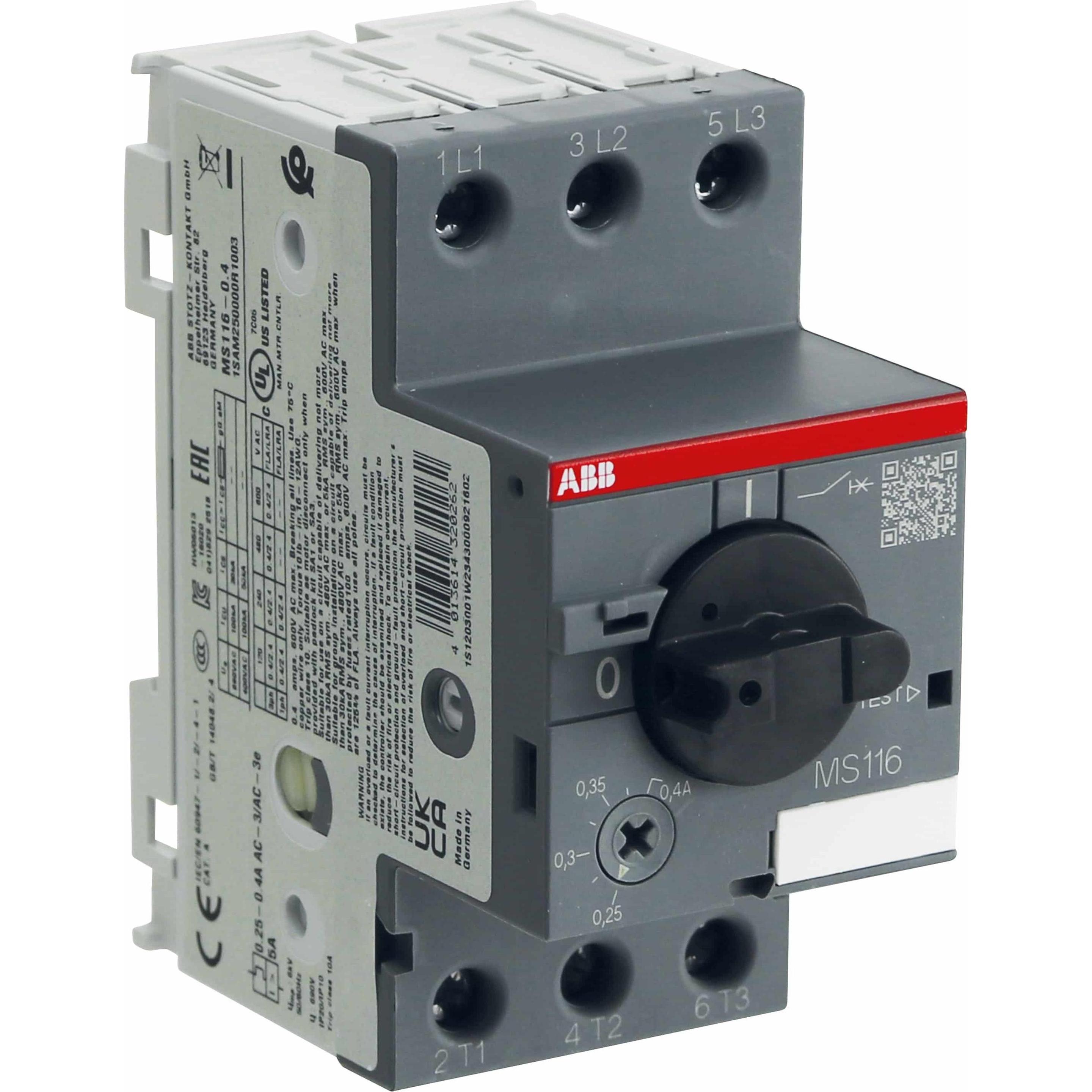 ABB, Schutzschalter, Motorschutzschalter MS116 - 0,4