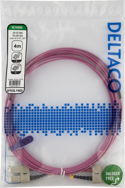 Produktbild Deltaco OM4 Fiber cable, SC - SC, duplex, multimode, 4,0m (4 m)