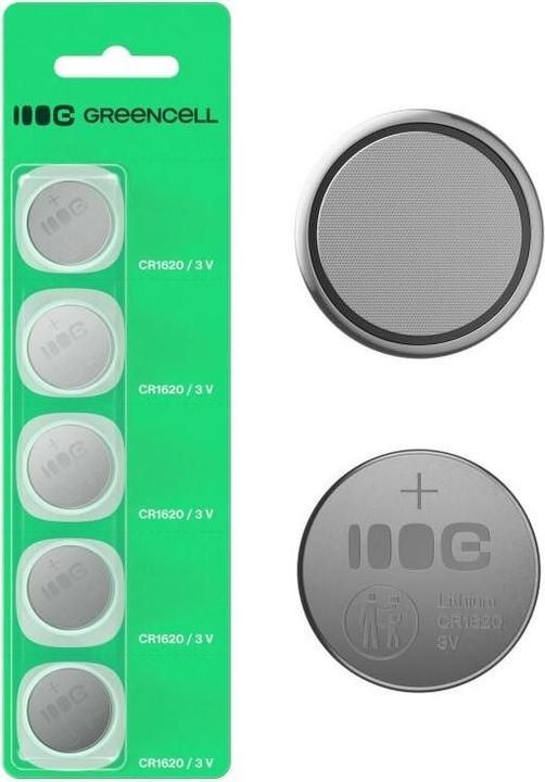 Actual product image GreenCell Charger Green cell Baterijas Green Cell Blister 5x Lithium Battery CR1620 (5 pcs., CR1620, 70 mAh)