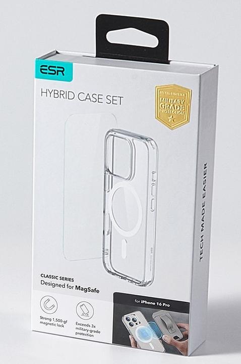 Produktbild ESR Classic Hybrid Halolock MagSafe Case + Tempered Glass for iPhone 16 Pro - Clear (Apple iPhone 16 Pro)