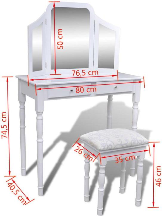 Image du produit vidaXL Schminktisch (80 x 80 x 46 cm)