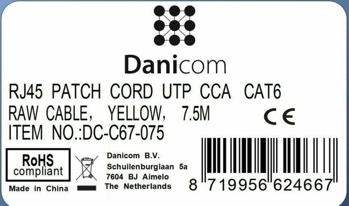 Produktbild Dsit CAT 6 Netzwerkkabel U/UTP (U/UTP, CAT6, 7.50 m)
