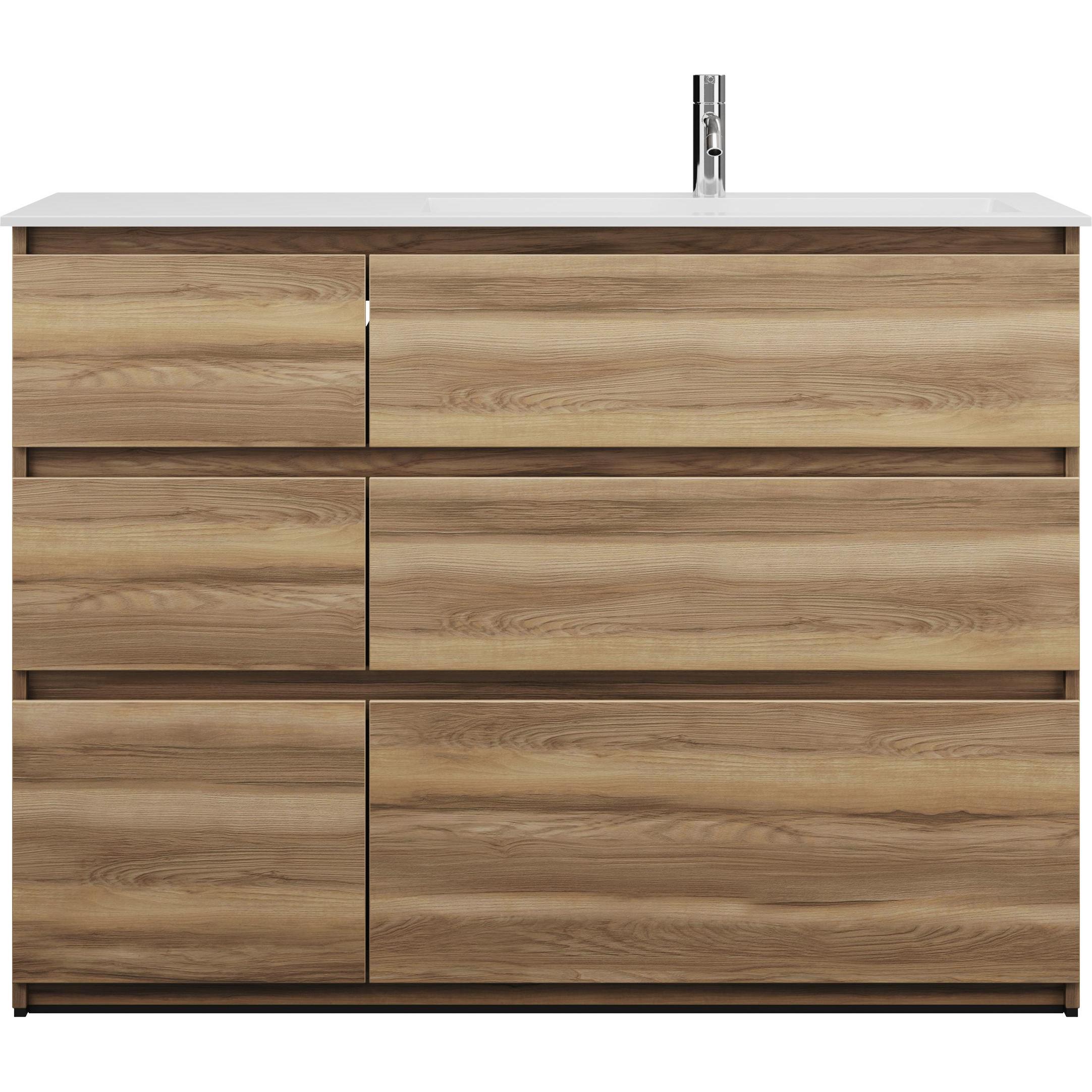 burgbad, Badmöbelset, Lin20 Mineralguss-Waschtisch Weiss Glänzend rechtsbündig inklusive Waschtischunterschrank