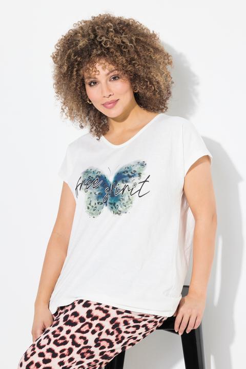Produktbild Ulla Popken T-Shirt, Schmetterling, Oversized, V-Ausschnitt, Halbarm (46, 48)
