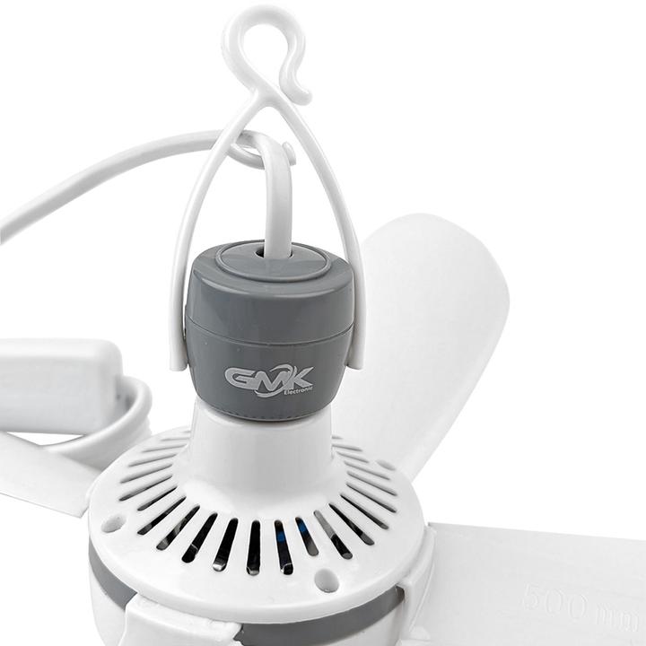 Produktbild GMK Mobiler Deckenventilator 43cm Ø, Hängeventilator mit Haken für Camping, Wohnwagen, Pavillon & Haus