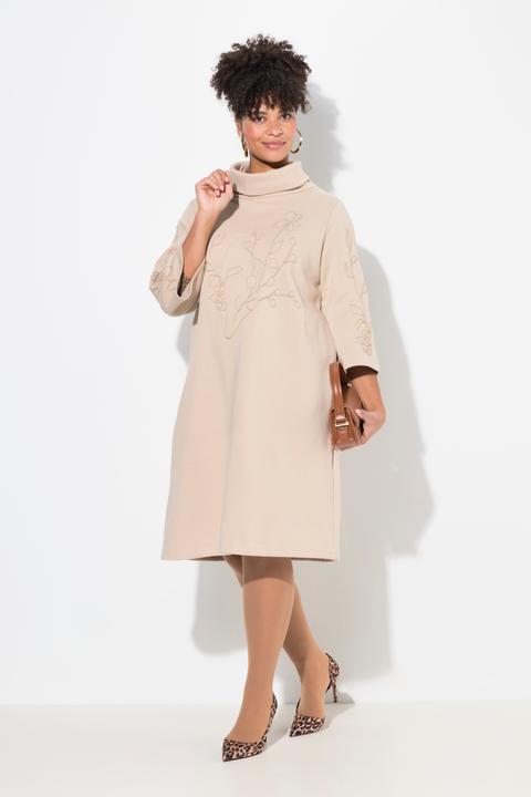 Produktbild Miamoda Sweatkleid, A-Linie, Blüten-Stickerei, Stehkragen (54)