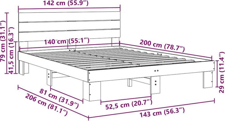 Image du produit vidaXL Bettgestell (140 x 200 cm)