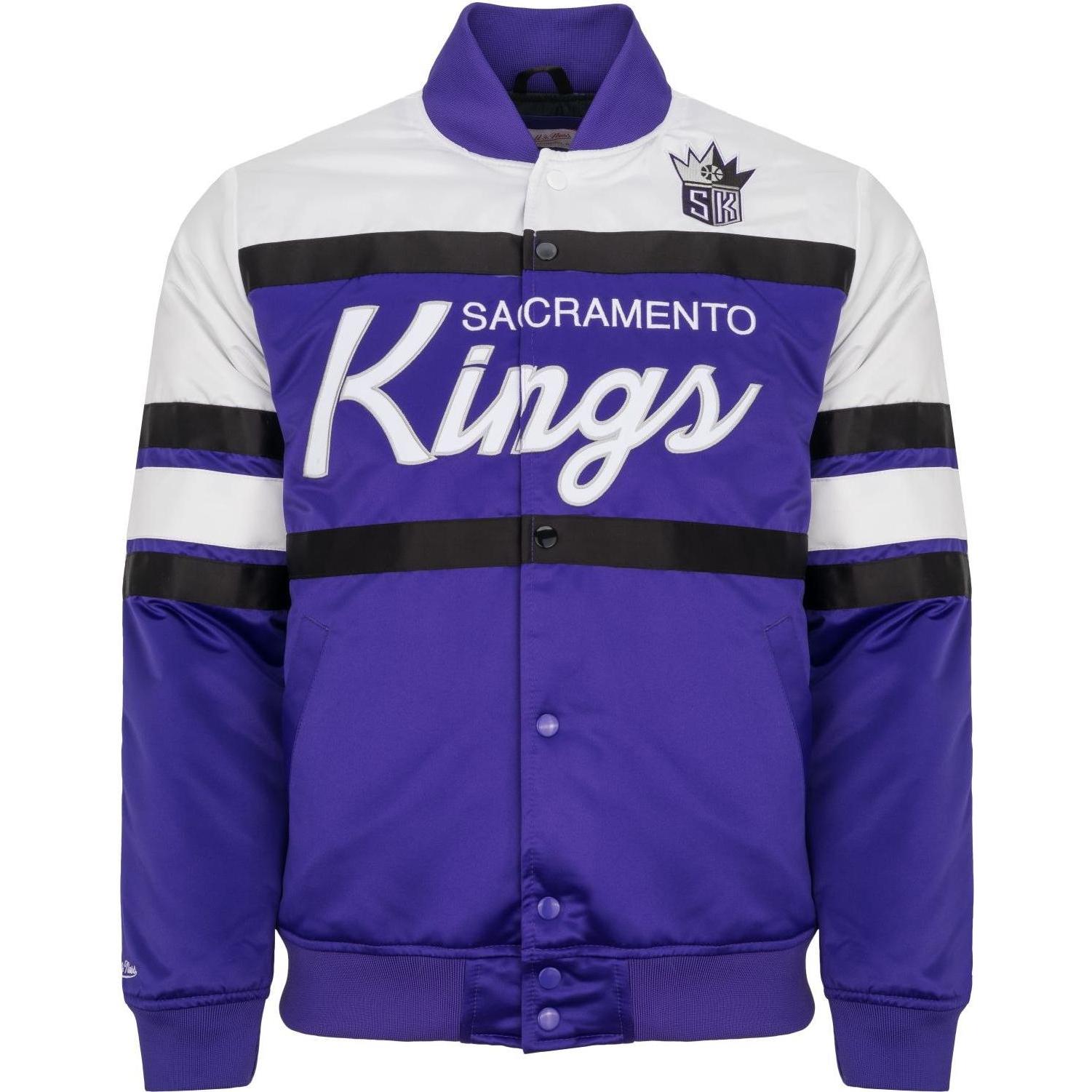 Mitchell & Ness, Damen, Jacke, M&N Heavyweight Satin Jacke - SCRIPT Sacramento Kings - XL (XL), Violett, XL