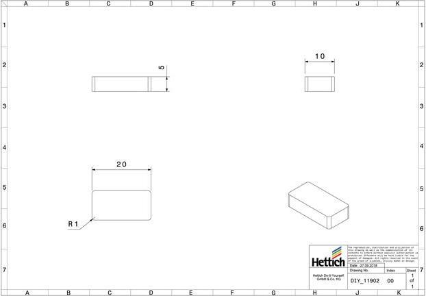 Actual product image Hettich Magnet 5 x 10 x 20 mm