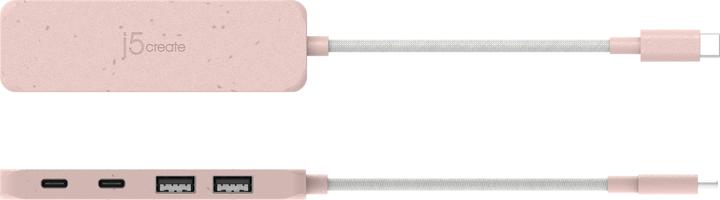 Actual product image j5Create Eco-Friendly USB-C to 4-Port Type-C & Type-A Gen 2 Hub, USB 3.2 Gen 1 (3.1 Gen 1) Type-C, U (USB-C, 4 ports)
