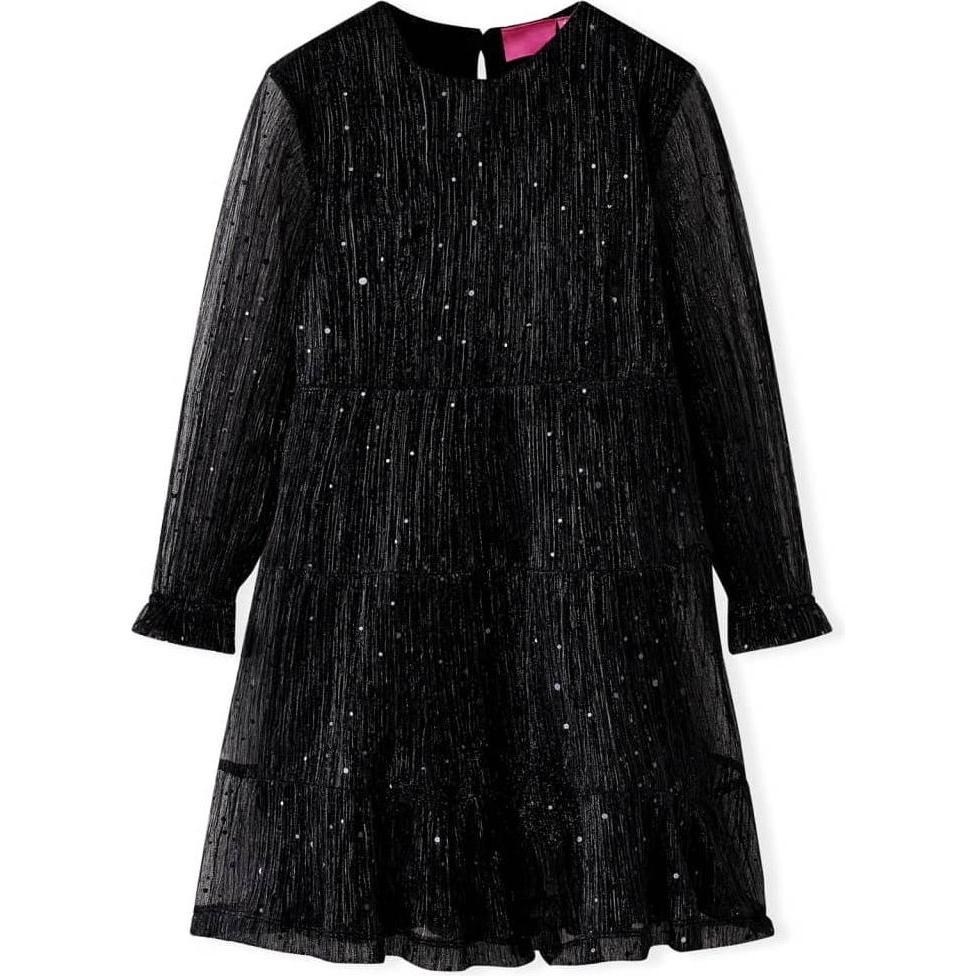 VidaXL, Jungen, Kleider, Kinderkleid mit Langen Ärmeln Schwarz 128,Aussenmaterial, Schwarz, (128)