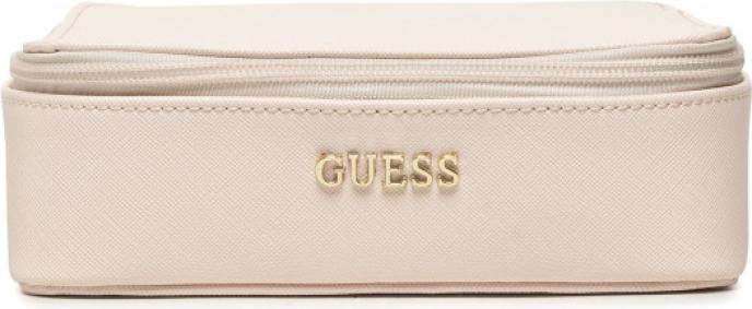 Actual product image Guess Holdall Synthetic Leather Textile Bag Jewelry Case - Cream - 18 X 6 X 18 Cm