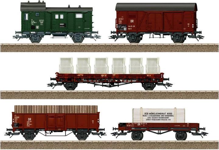 Actual product image Trix H0 24075 H0 Set of 5 DR Goods Wagons (Track H0)