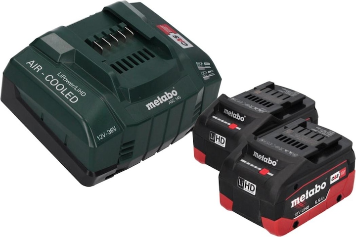 Actual product image Metabo Basic Set 2x LiHD Battery Pack 18 V 5,5 Ah Li-Ion Battery CAS System ( 685122380 ) + ASC 145 Charger (18 V)
