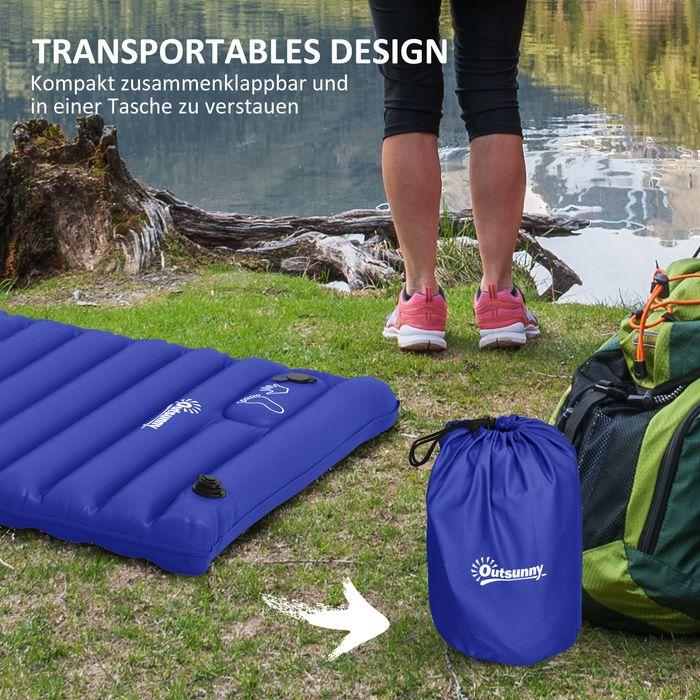 Image du produit Swisshandel24 Matelas gonflable de camping, pompe incluse, gonflage rapide, robuste, 195x70x10cm, bleu