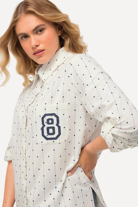 Immagine prodotto Ulla Popken Camicia con pallini, collo da camicia, maniche lunghe e retro più lungo (54)