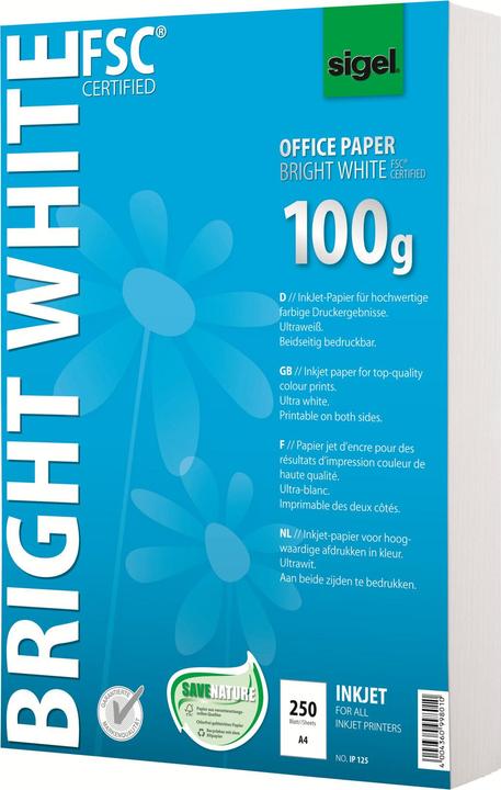 Produktbild Sigel Office Papier Bright White (100 g/m², 250 x, A4)