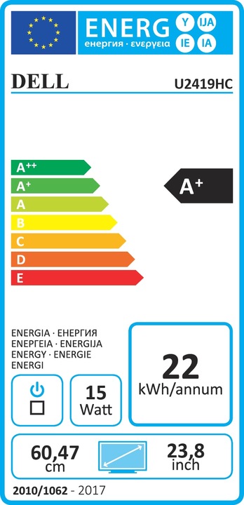 Energy Label Dell UltraSharp U2419HC (1920 x 1080 pixels, 23.80")