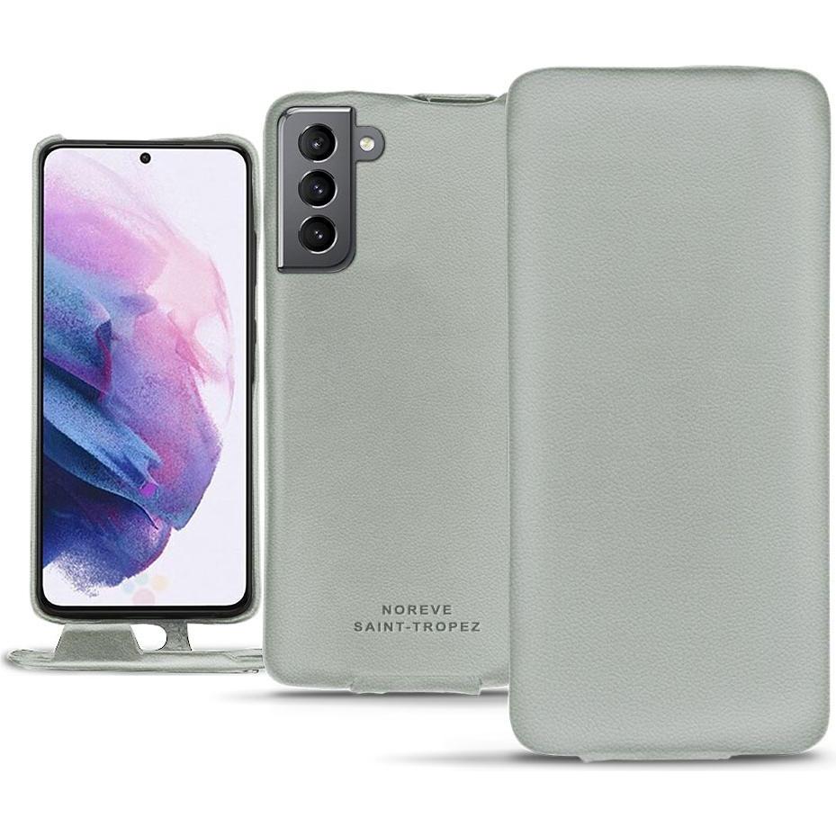 Noreve Lederschutzhülle vertikal (Samsung Galaxy S21+), Smartphone Hülle, Grau