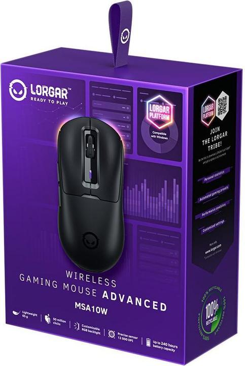 Immagine prodotto Lorgar Mouse per computer MSA10W, Mouse da gioco wireless avanzato, nero (PC)