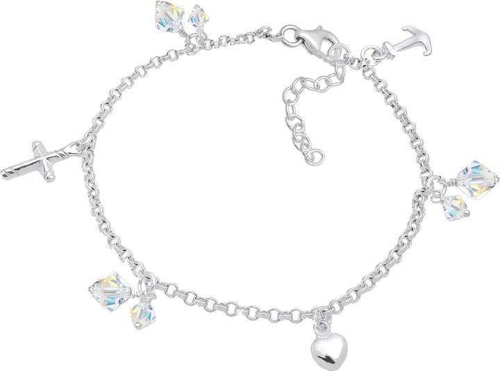 Produktbild Elli Anker, Bettelarmband, Herz, Kreuz, Multipendants (16 cm, Glaskristall, 925er Sterling Silber)