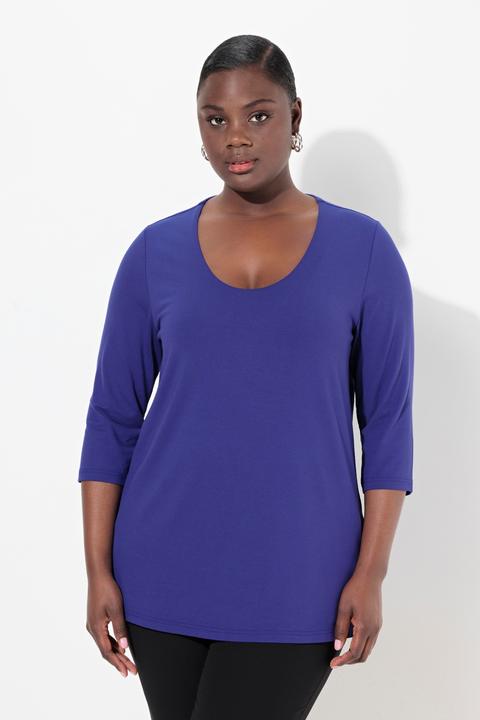 Produktbild Ulla Popken Shirt, tiefer Rundhalsausschnitt, 3/4 Arm (56)