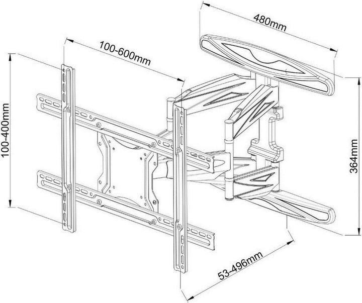 Image du produit Techly Kit de montage (support mural entièrement mobile) - pour écran plat - noir (Mur, 80", 50 kg)