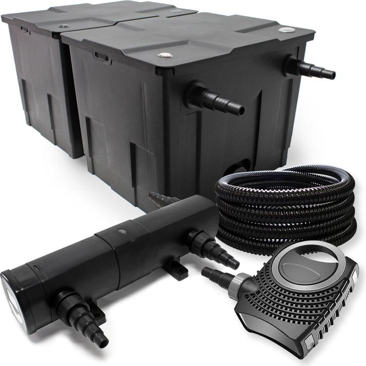 Wiltec Filter Set Bio Teichfilter 60000l SuperEco Pumpe Schlauch 24W UV Teichklärer 067