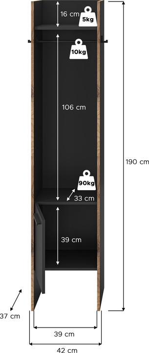 Actual product image Xonox Home Bueno (42 x 37 x 189 cm)