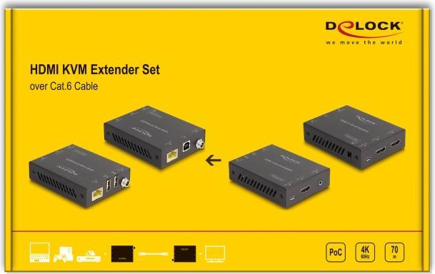 Produktbild Delock HDMI KVM Extender Set über Cat.6 Kabel 4K 60 Hz 70 m