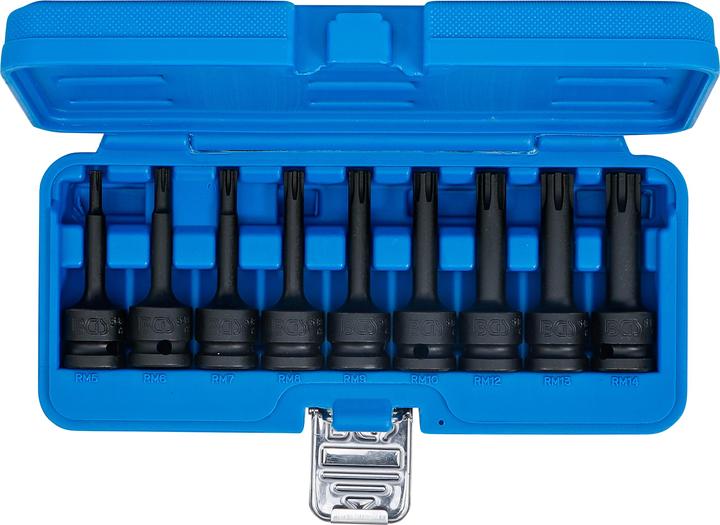 Actual product image BGS Impact Bit Socket Set 12.5 mm (1/2") Drive Spline (for Ribe) M5 - M14 9 pcs. (Wedge profile (for Ribe) M5 - M14)