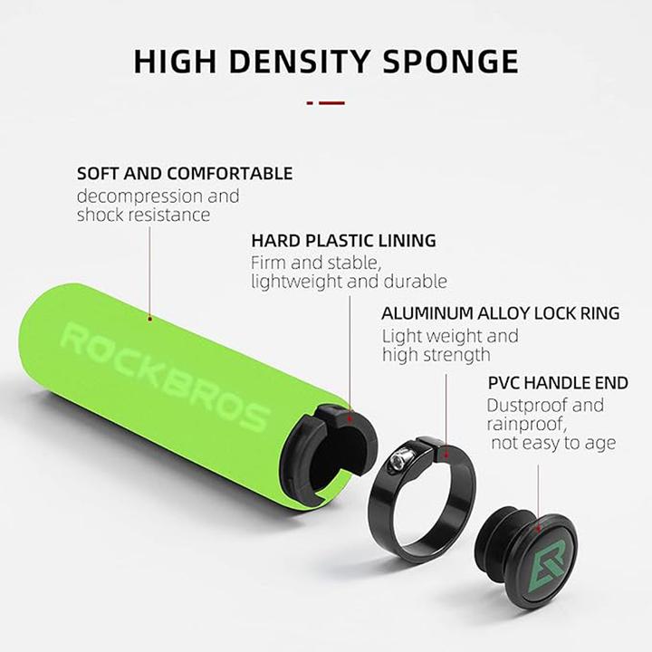 Produktbild Rockbros BT1001GNBK sponge bicycle handlebar grips - green and black
